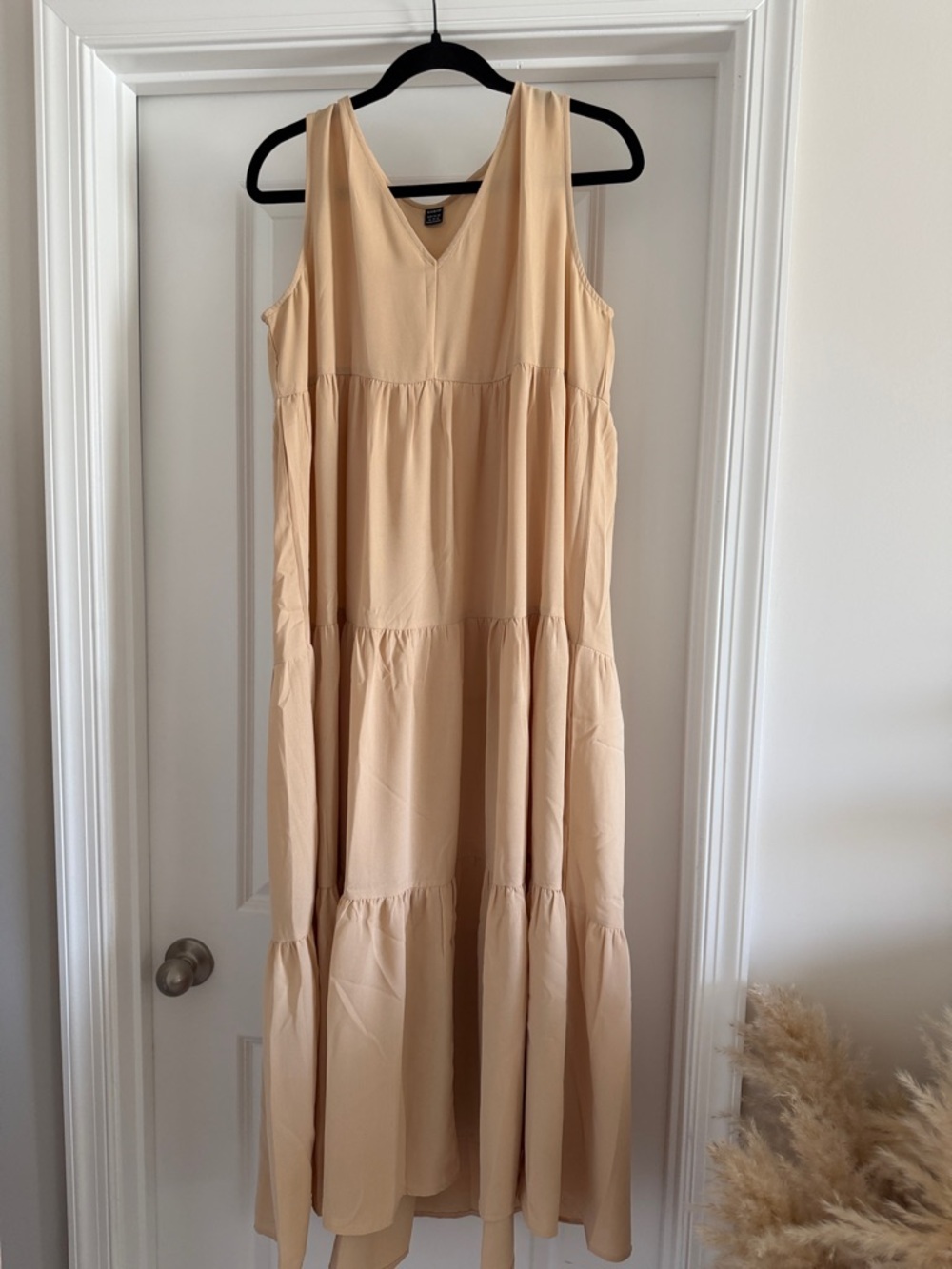 SHEIN Sleeveless Tiered Maxi Dress in Beige